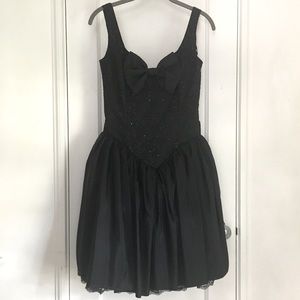 GUNNE SAX Jessica McClintock Vtg 80s Sweetheart Sequin Bow Evening Party Dress